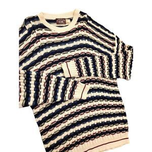 Vintage 80's/90's basketweave knit MADE IN USA XL Multicolor Men's sweater